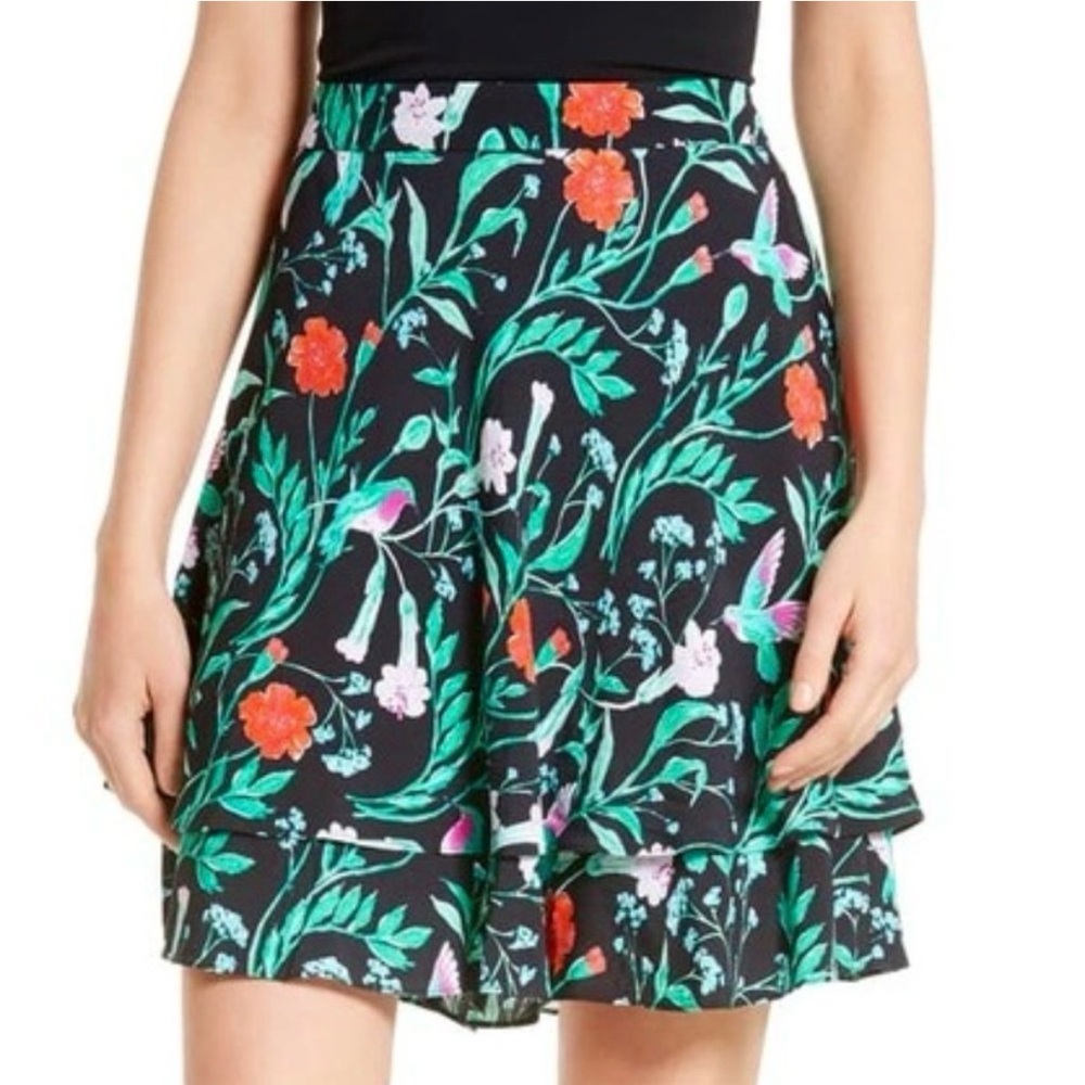 Kate Spade Skirt the Rules Jardin Double Floral A-line Bird Print Size 6 Spring